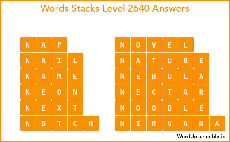 Word Stacks Level 2640 Answers