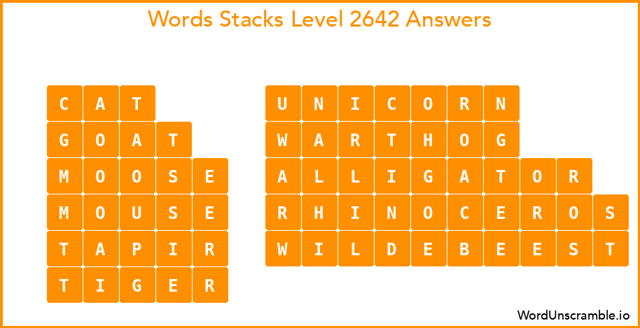 Word Stacks Level 2642 Answers