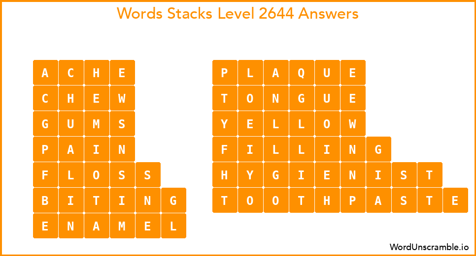 Word Stacks Level 2644 Answers