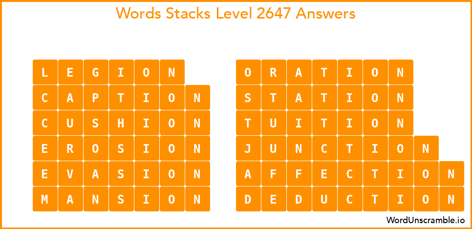 Word Stacks Level 2647 Answers