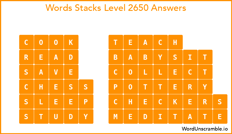 Word Stacks Level 2650 Answers