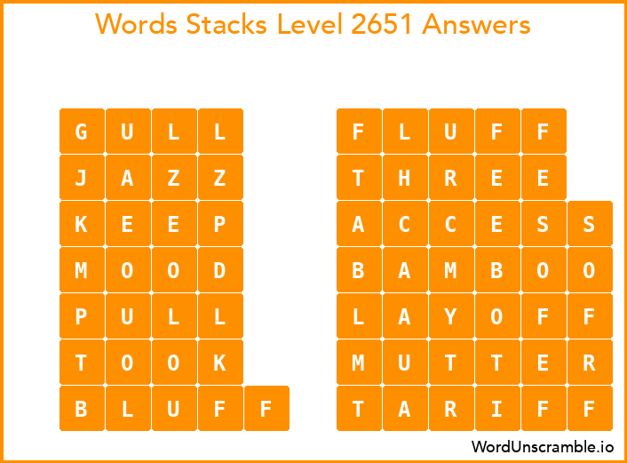 Word Stacks Level 2651 Answers