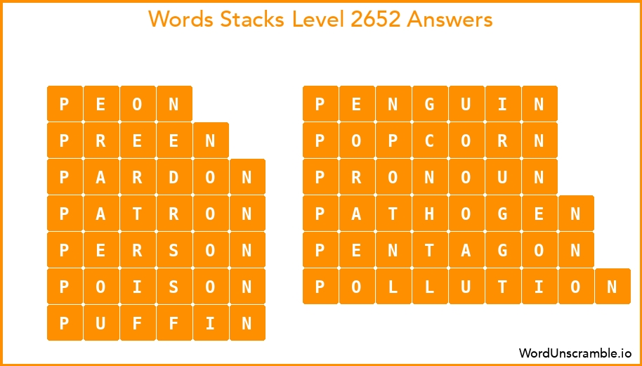 Word Stacks Level 2652 Answers