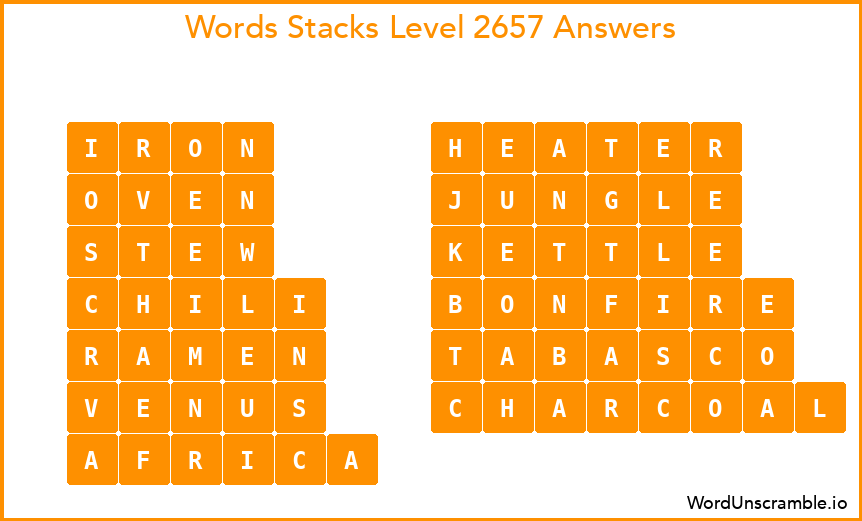 Word Stacks Level 2657 Answers