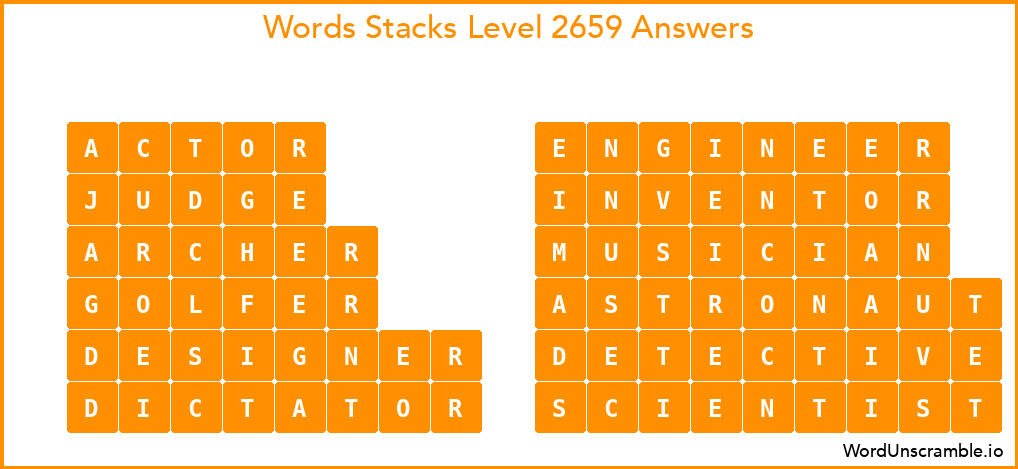 Word Stacks Level 2659 Answers