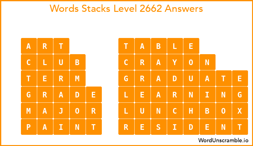 Word Stacks Level 2662 Answers