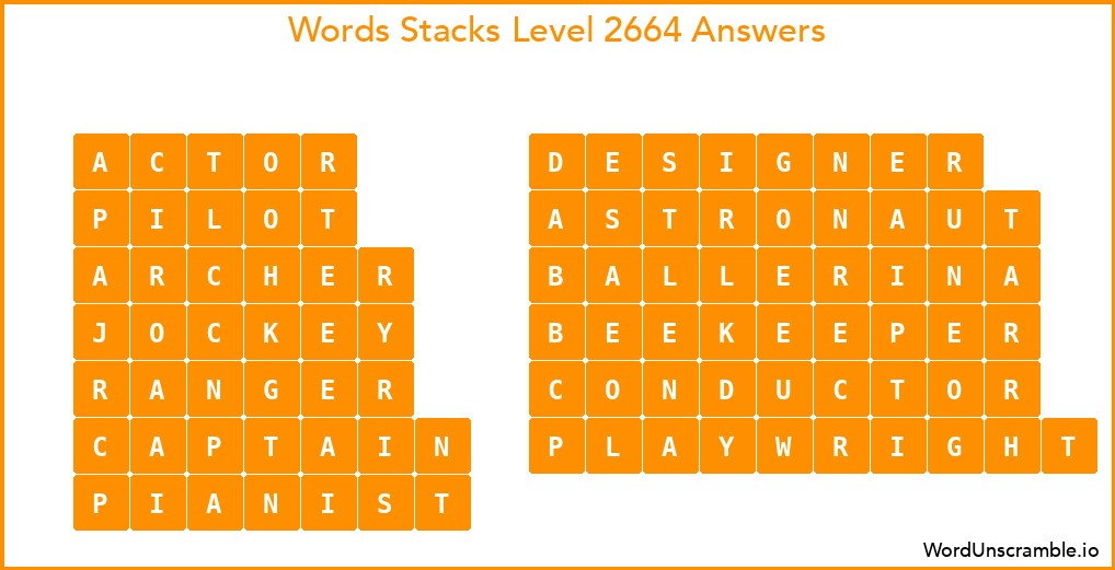 Word Stacks Level 2664 Answers