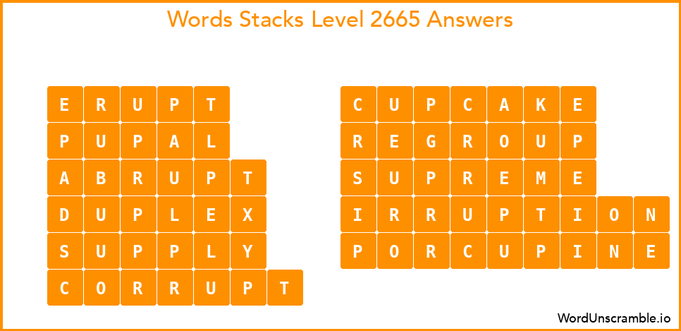 Word Stacks Level 2665 Answers