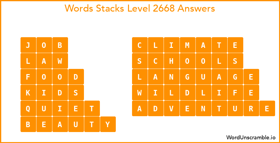 Word Stacks Level 2668 Answers