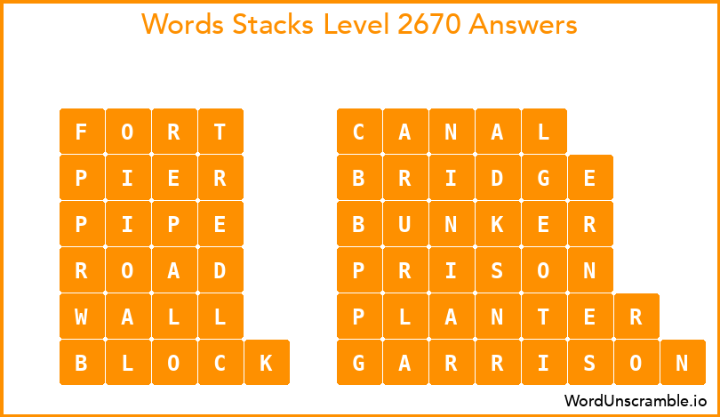 Word Stacks Level 2670 Answers