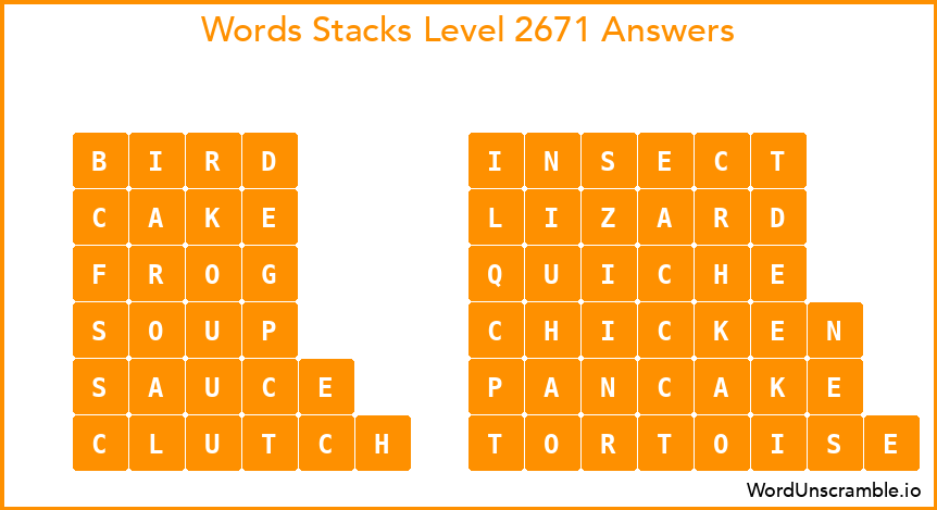 Word Stacks Level 2671 Answers