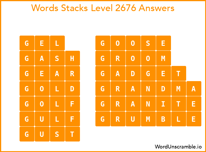 Word Stacks Level 2676 Answers
