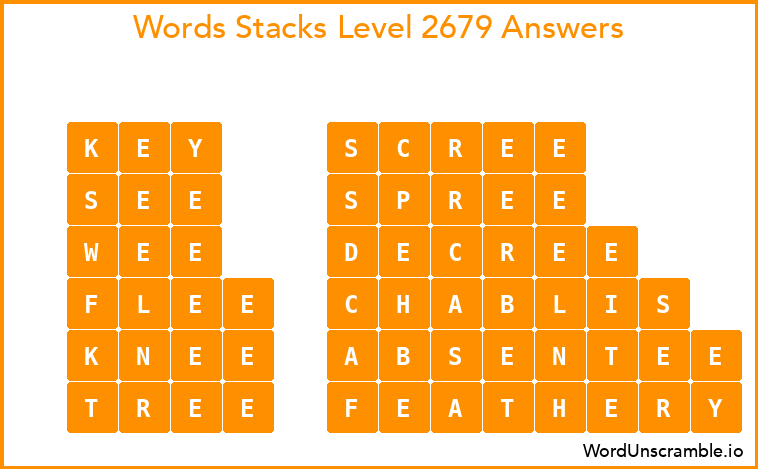 Word Stacks Level 2679 Answers