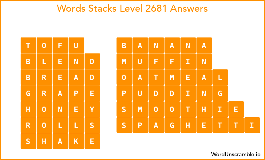 Word Stacks Level 2681 Answers
