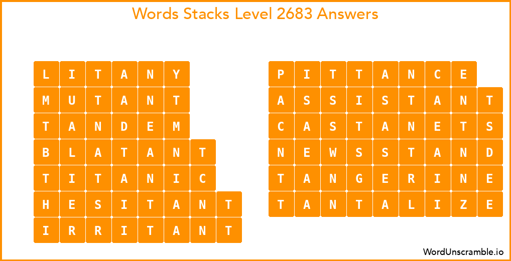 Word Stacks Level 2683 Answers