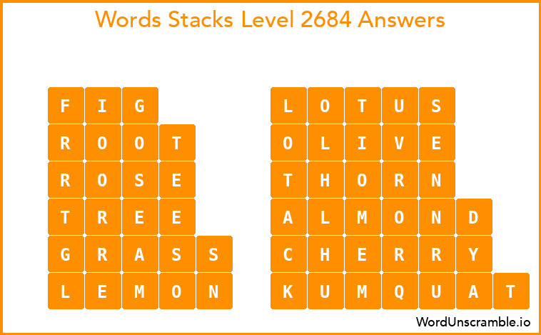 Word Stacks Level 2684 Answers