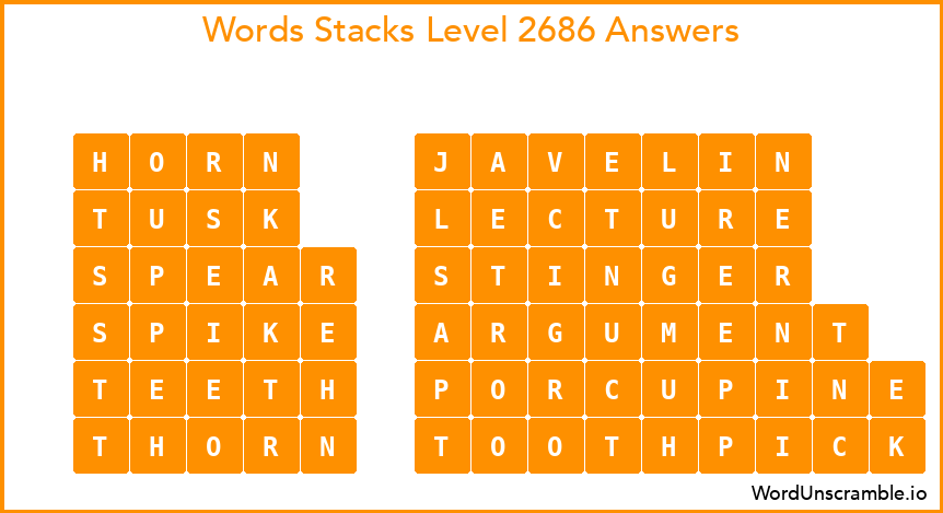 Word Stacks Level 2686 Answers