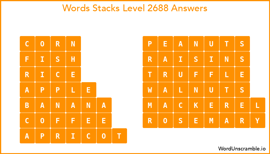 Word Stacks Level 2688 Answers