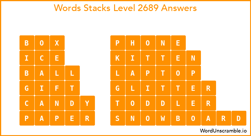 Word Stacks Level 2689 Answers