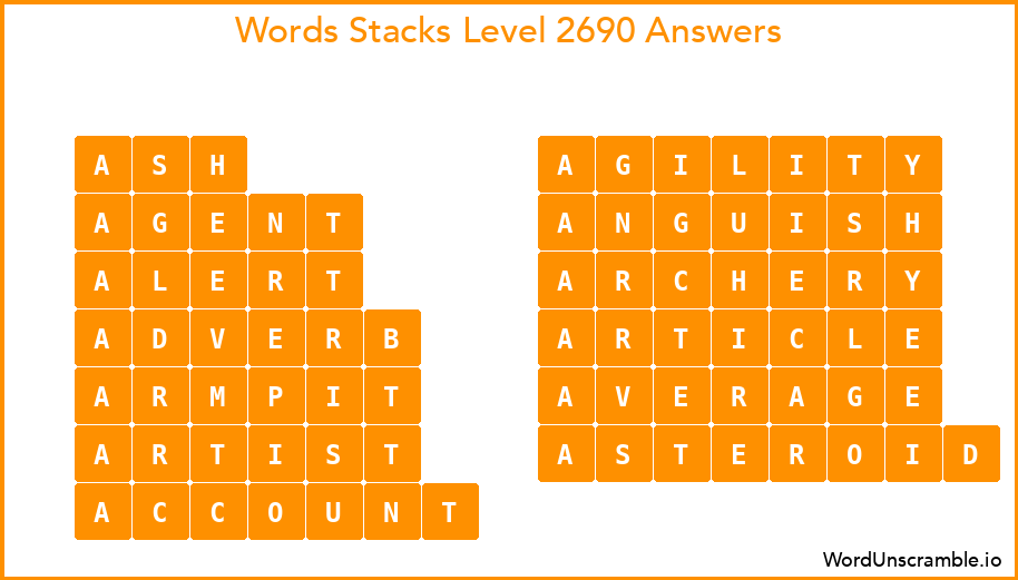 Word Stacks Level 2690 Answers