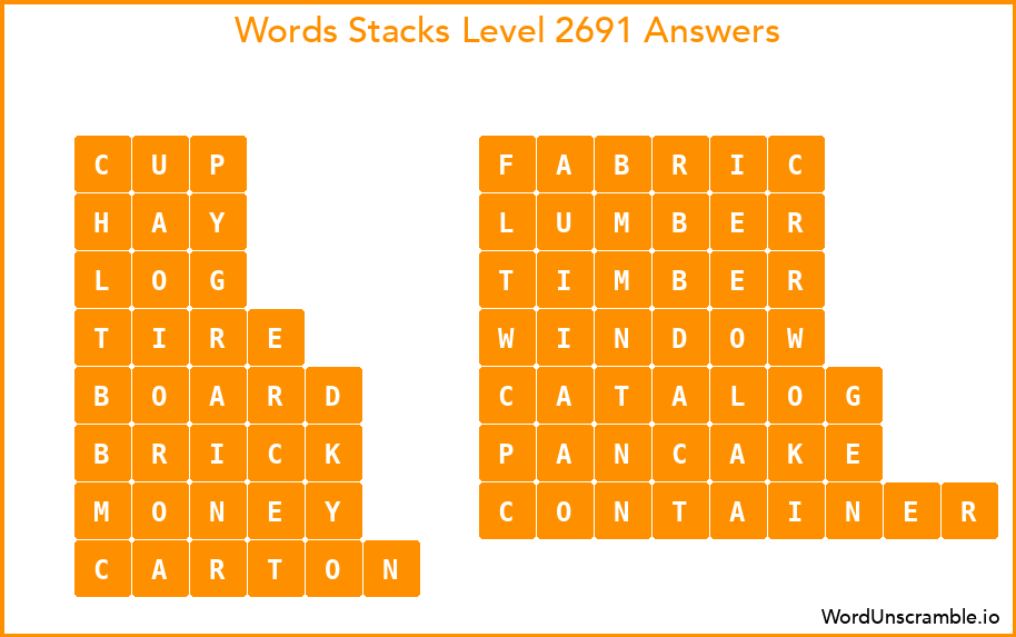 Word Stacks Level 2691 Answers