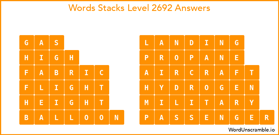 Word Stacks Level 2692 Answers