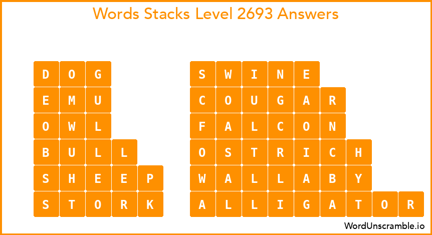 Word Stacks Level 2693 Answers