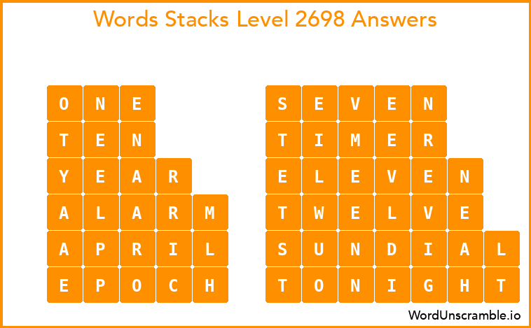Word Stacks Level 2698 Answers