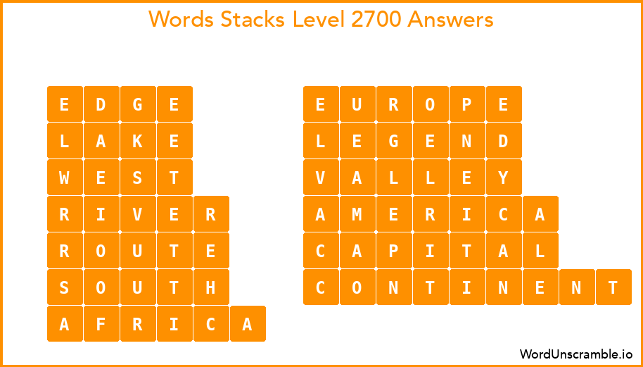 Word Stacks Level 2700 Answers
