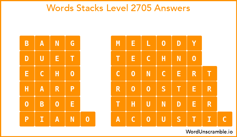 Word Stacks Level 2705 Answers
