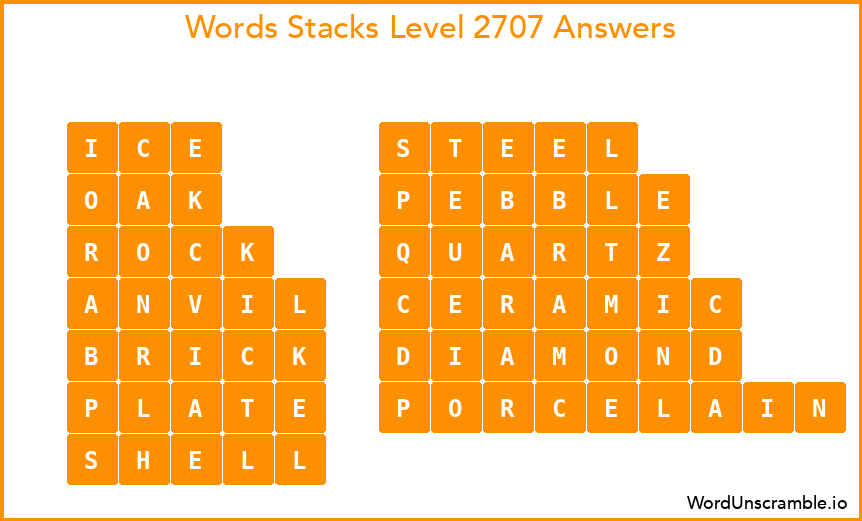 Word Stacks Level 2707 Answers