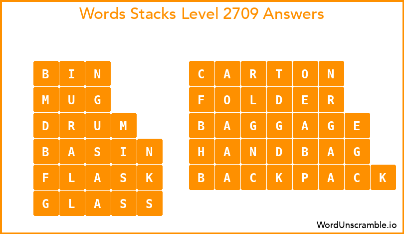 Word Stacks Level 2709 Answers