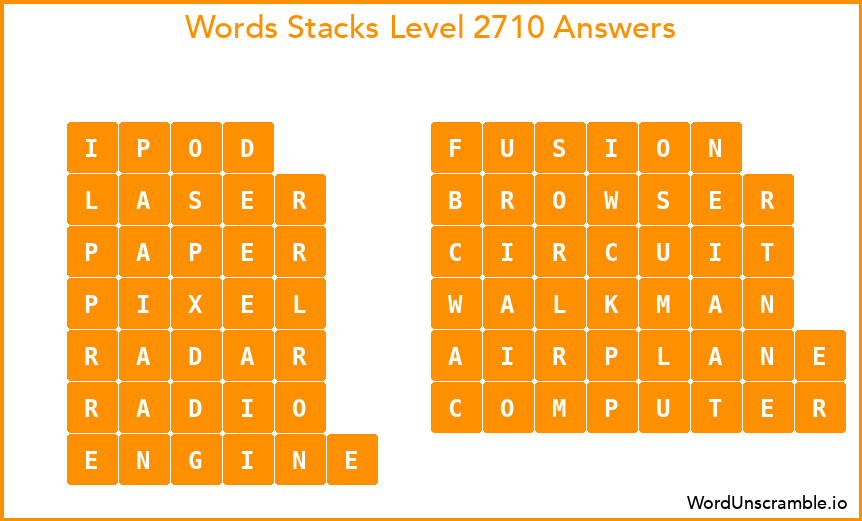 Word Stacks Level 2710 Answers