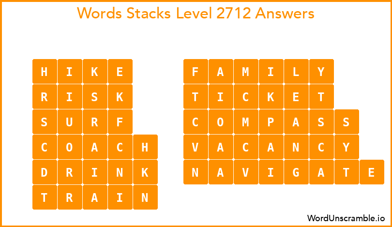 Word Stacks Level 2712 Answers