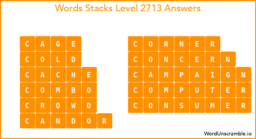 Word Stacks Level 2713 Answers