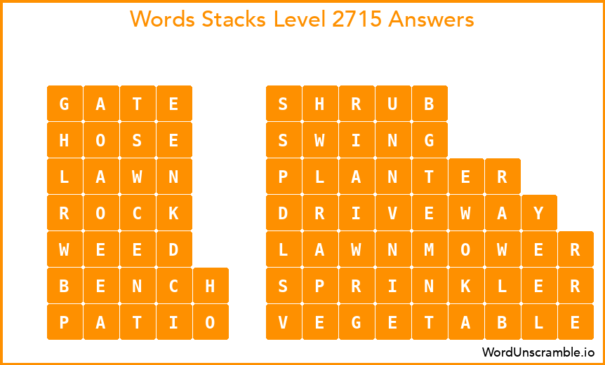 Word Stacks Level 2715 Answers