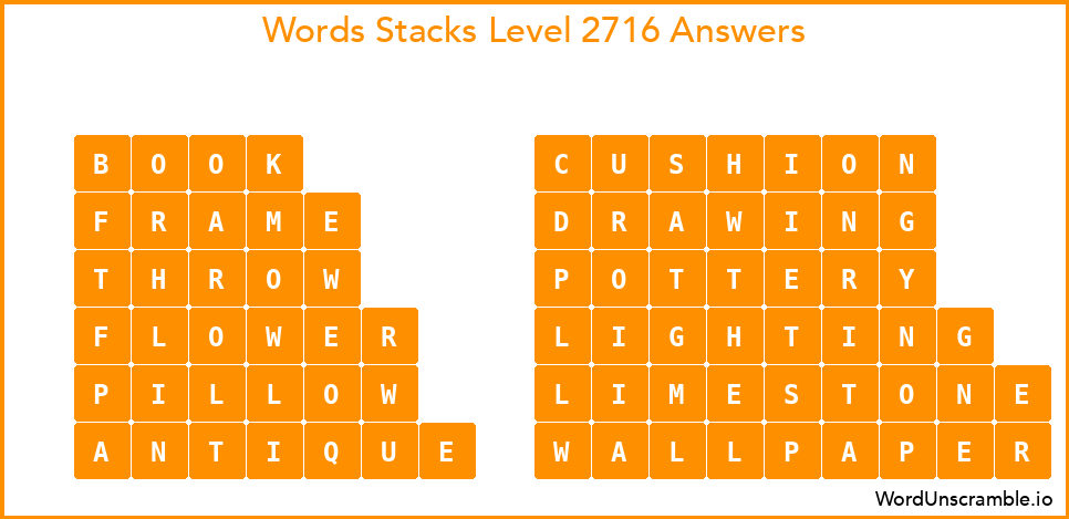 Word Stacks Level 2716 Answers