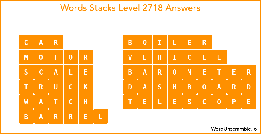 Word Stacks Level 2718 Answers