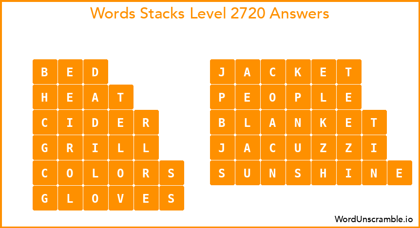 Word Stacks Level 2720 Answers
