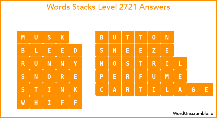 Word Stacks Level 2721 Answers