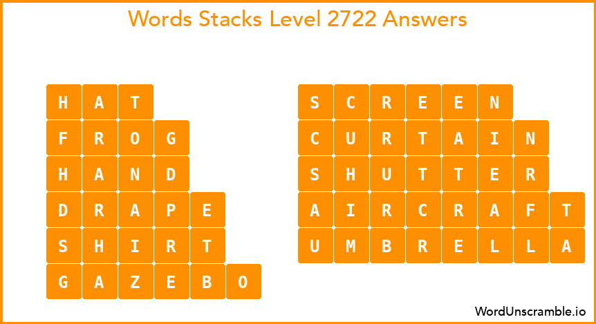 Word Stacks Level 2722 Answers