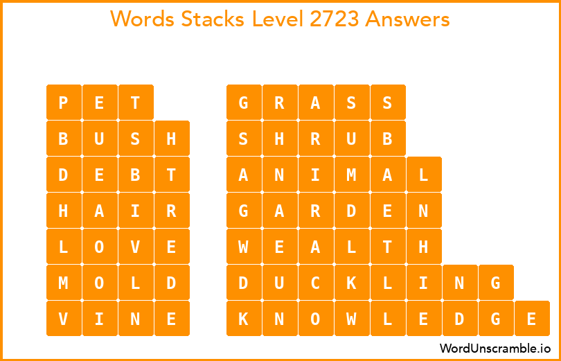 Word Stacks Level 2723 Answers