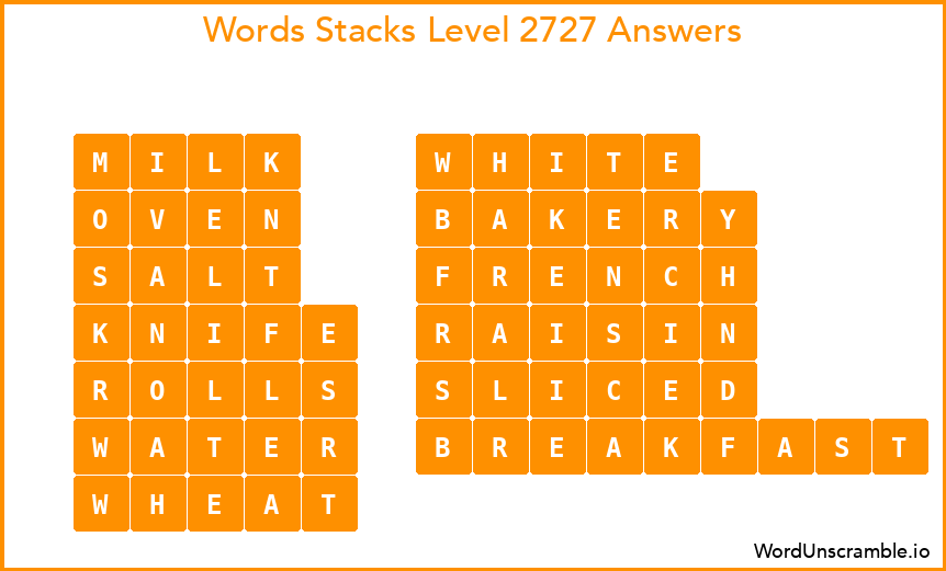 Word Stacks Level 2727 Answers