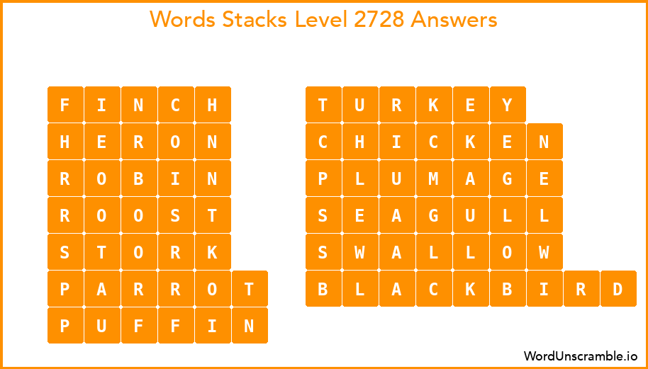 Word Stacks Level 2728 Answers