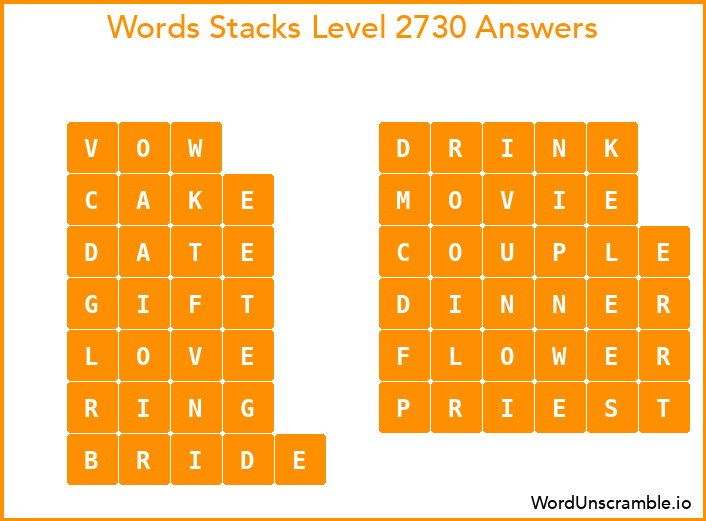 Word Stacks Level 2730 Answers