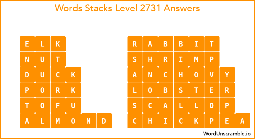 Word Stacks Level 2731 Answers
