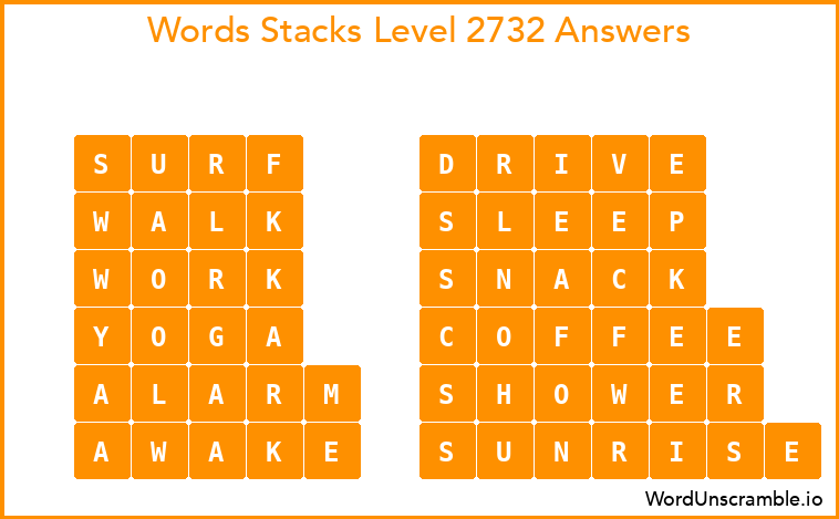 Word Stacks Level 2732 Answers
