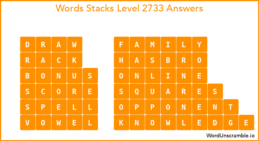 Word Stacks Level 2733 Answers