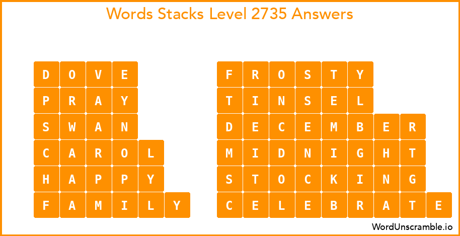 Word Stacks Level 2735 Answers