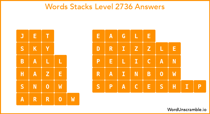 Word Stacks Level 2736 Answers